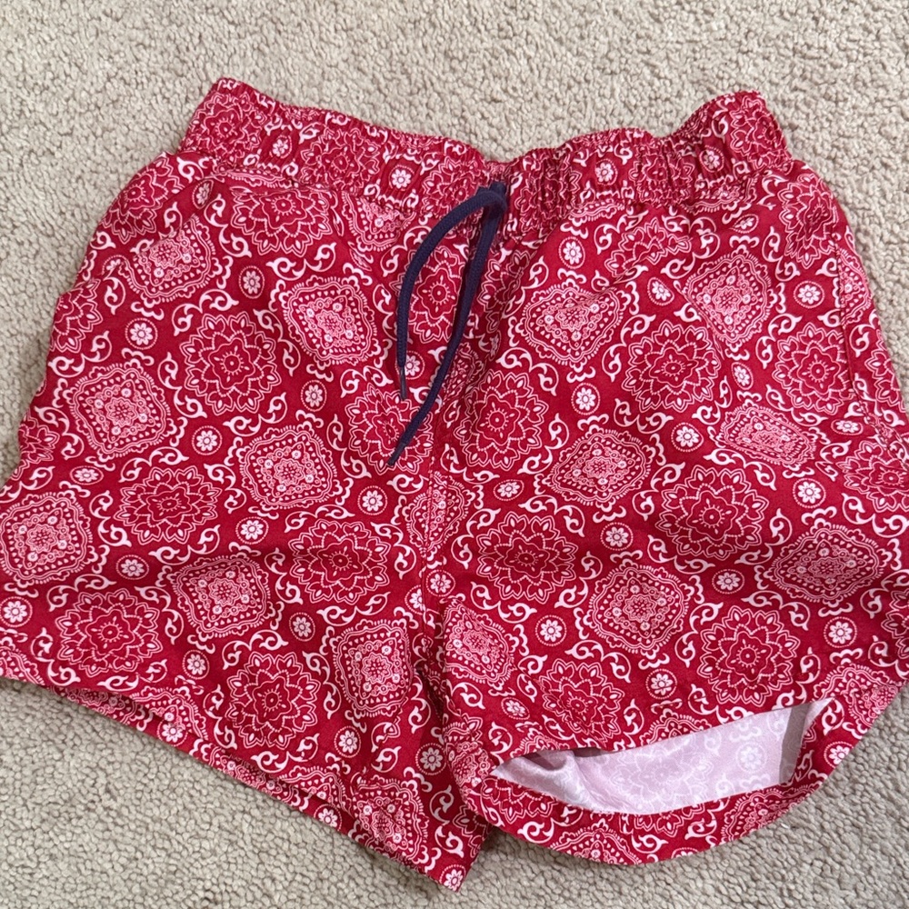 Janie and Jack Red Patterned Swim Shorts size 7